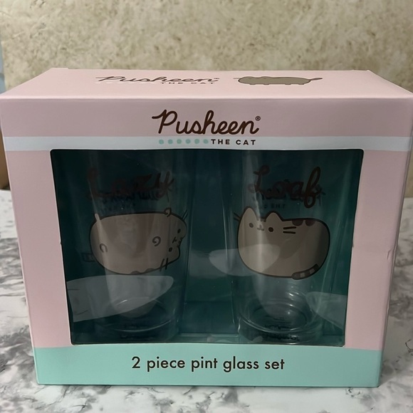 Pusheen Pint Glasses Gift Pack LAZY & LOAF - Limited Edition Exclusive NIB - Picture 1 of 7